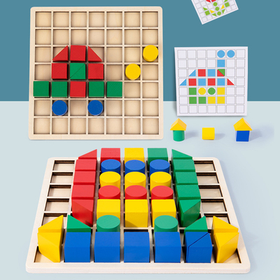 Yaratıcı Ahşap Blok Bulmaca Montessori Öğretimi Çocukların Erken Eğitimi