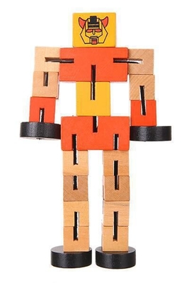 Çocuk Oyuncak Bulmaca Deforme Ahşap Robot Blok El Oyun Modeli
