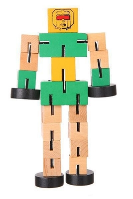Çocuk Oyuncak Bulmaca Deforme Ahşap Robot Blok El Oyun Modeli