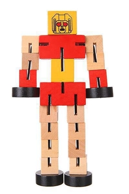 Çocuk Oyuncak Bulmaca Deforme Ahşap Robot Blok El Oyun Modeli