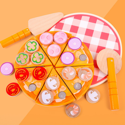 Yemek Pişirme Simülasyonu Ahşap Pizza Oyuncak Sofra Takımı ile Meyve Sebze