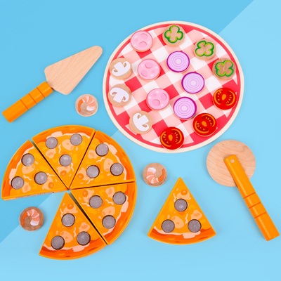 Yemek Pişirme Simülasyonu Ahşap Pizza Oyuncak Sofra Takımı ile Meyve Sebze