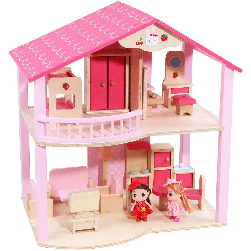 Doğal El Yapımı Ahşap Bebek Evi Oyuncaklar DIY Renkli ISO9001