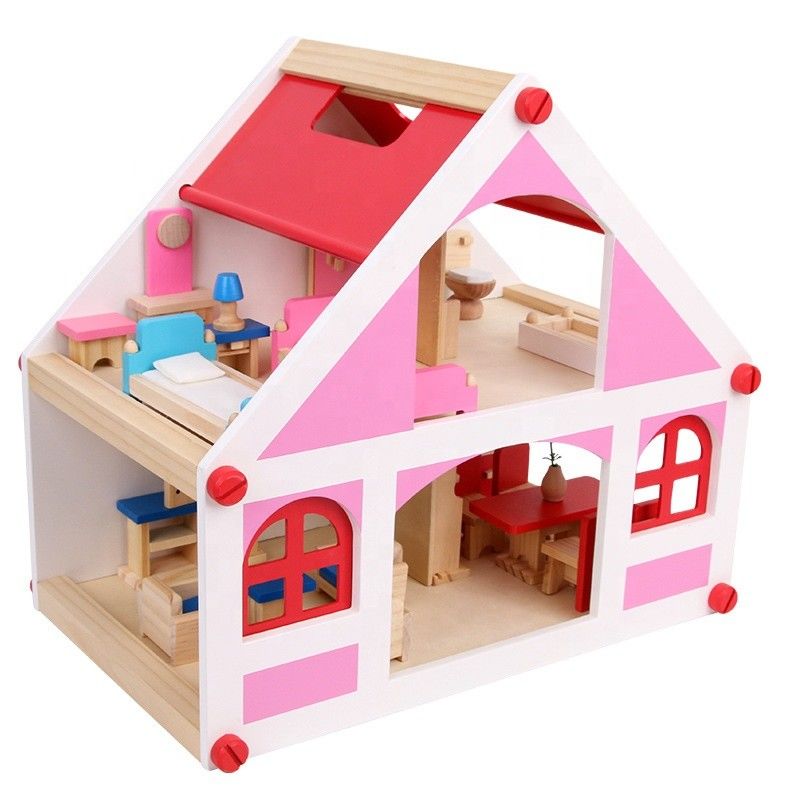 37.5cm Casa Vintage Ahşap Dollhouse Mobilya  DIY Minyatür