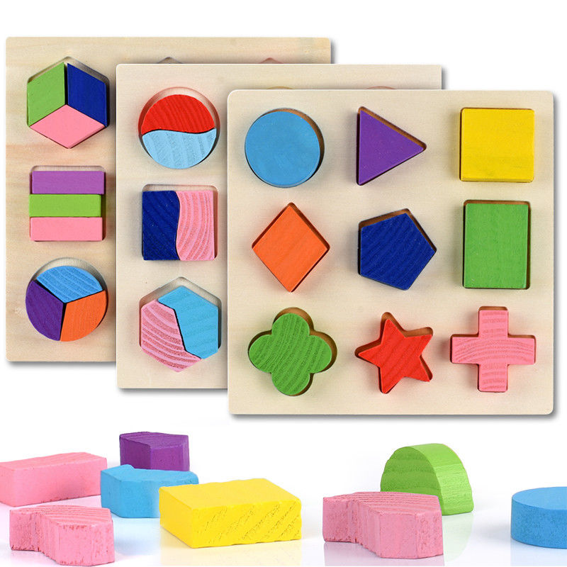 Sıralama Ahşap Montessori Bebek Oyuncakları Geometrik Ahşap Bloklar 15cm Okul Öncesi