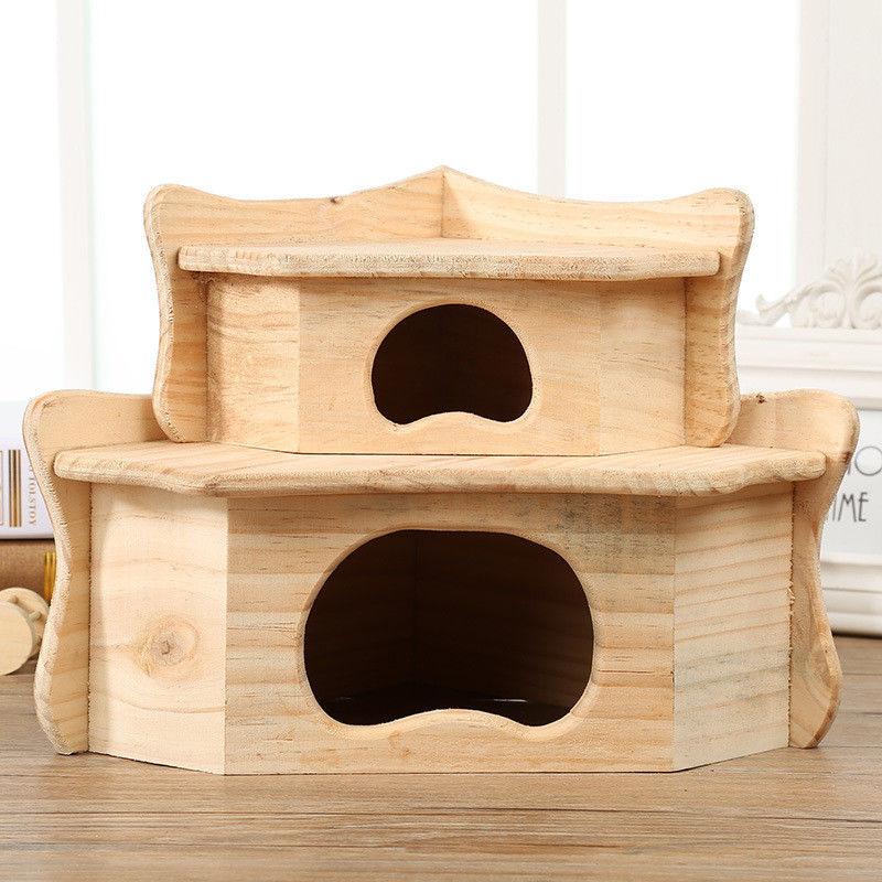 Hamster için OEM bej Renkli Ahşap Küçük Ev