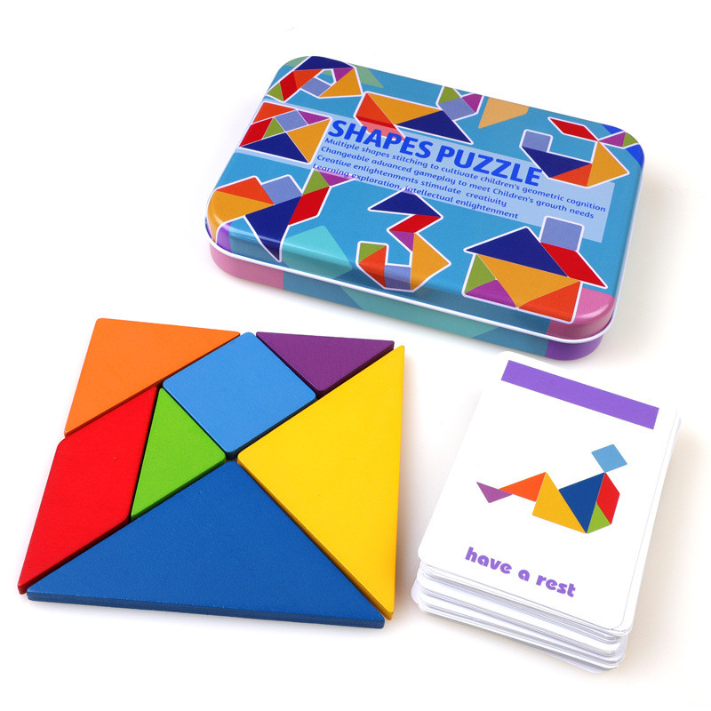 3D Ahşap Desen Hayvan Yapboz Renkli Tangram Oyuncak Çocuklar Montessori Erken Eğitim Sıralama Oyunları Oyuncaklar Çocuklar