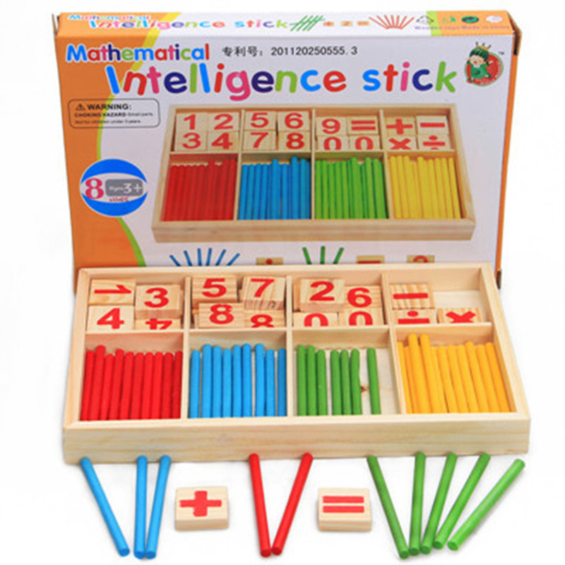 Şekil Blokları Sayma Çubukları Eğitim Ahşap Oyuncaklar Bina Zeka Bloğu Montessori Matematiksel Ahşap Kutu