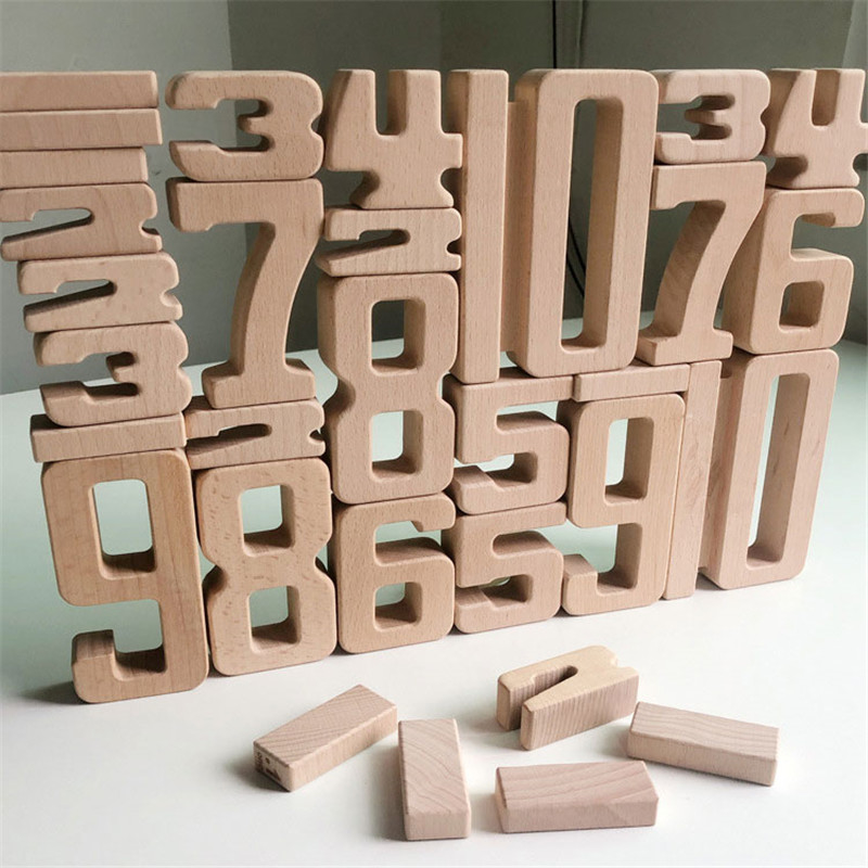 Sayı Yapı Taşları Ahşap Matematik Dijital Oyuncaklar Bebek Denge Bloğu Jenga Oyuncak Montessori Eğitici Doğal Ahşap Oyuncaklar için